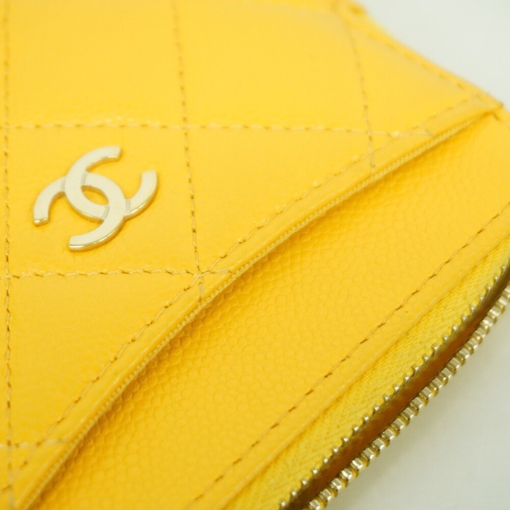 CHANEL Yellow Caviar Leather Wallet - Picture 7 of 8